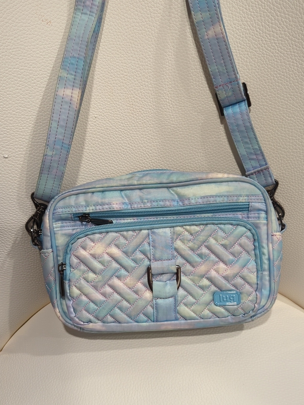 lug Quilted Pastel Tie-Dye Crossbody Bag - Blue, Pink, Cream